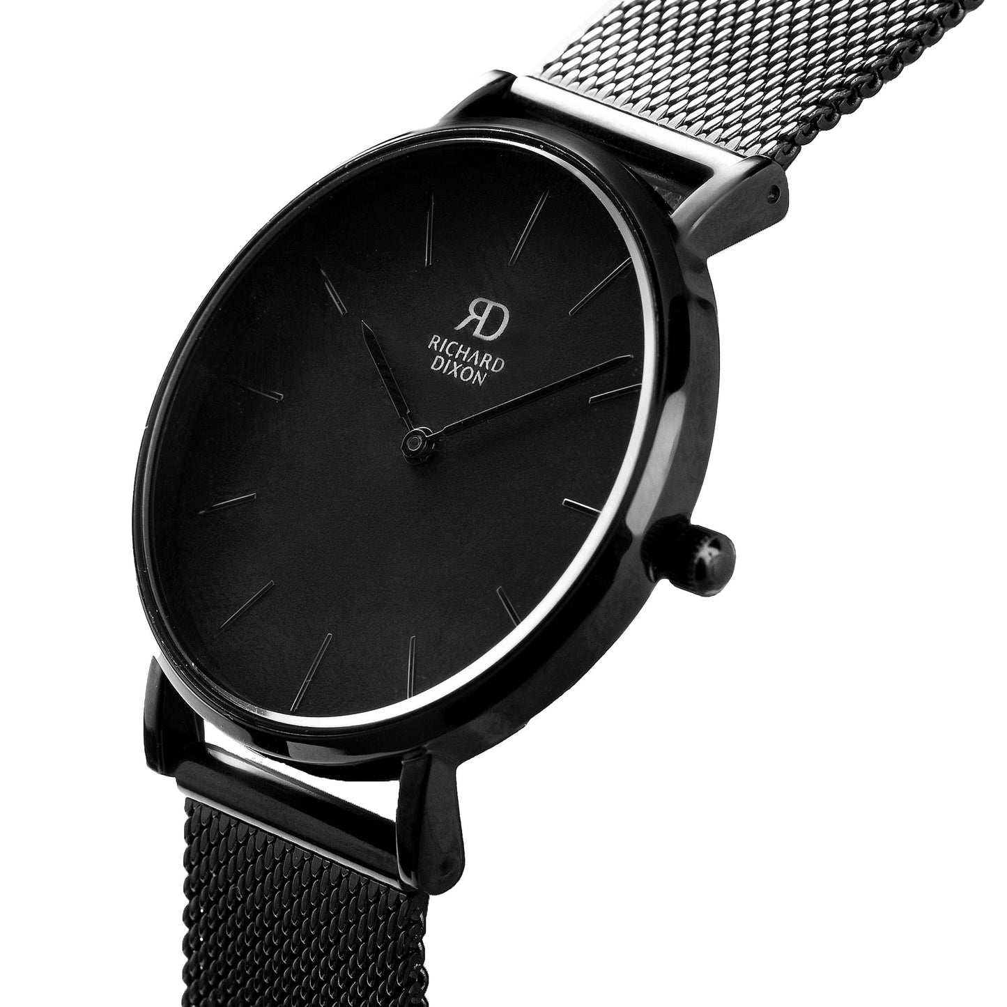 Relógio de Mulher Richard Dixon Classic Mesh Full Dark com Fundo Branco em Detalhe