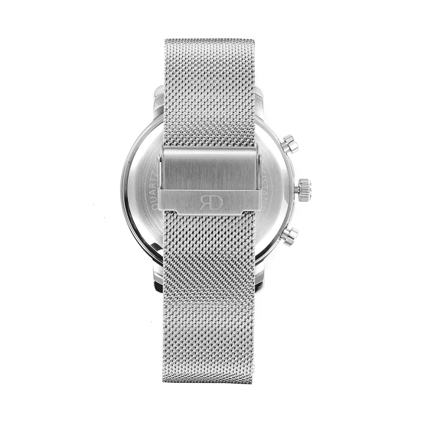 Relógio de Homem Richard Dixon Iconic Chrono Mesh Silver Black com Fundo Branco de Trás
